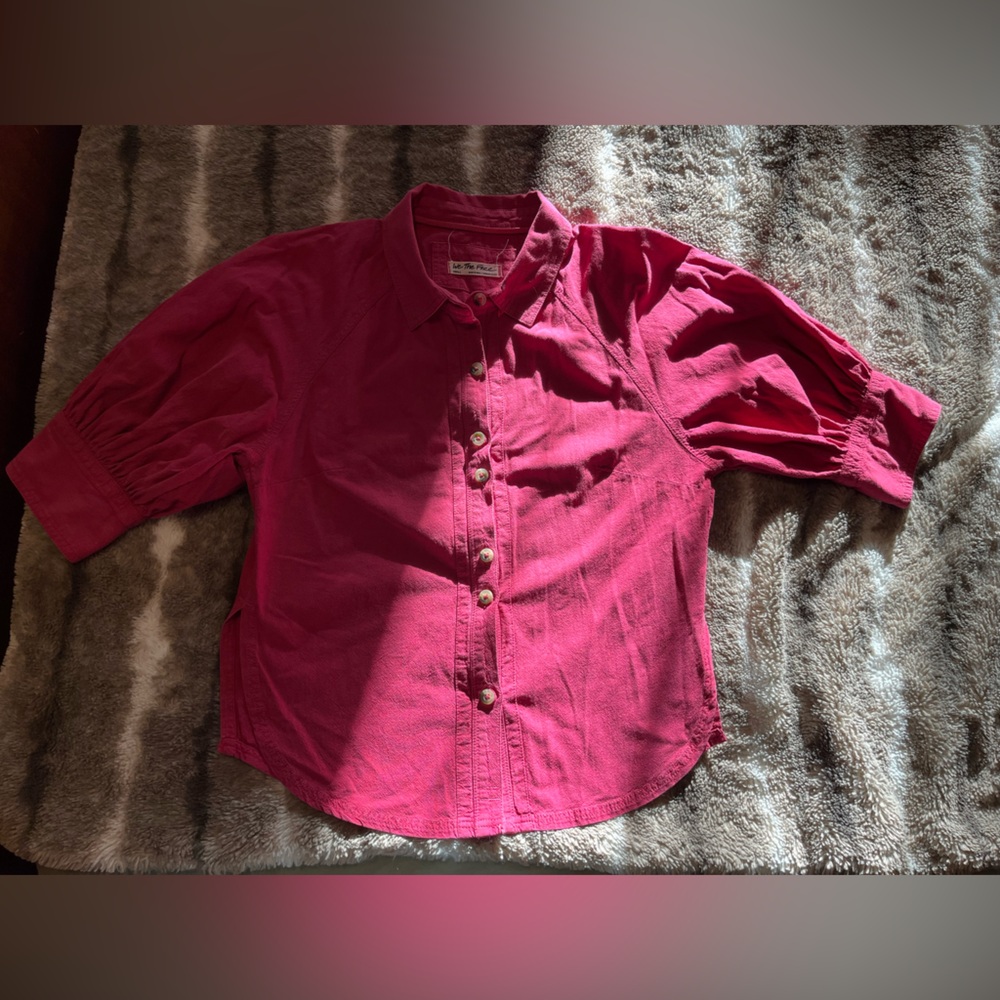 We The Free Fuchsia Button-Up Shirt